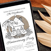 Zomer Beach House Drop In Housewarming Party Kaart