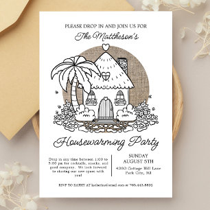 Zomer Beach House Drop In Housewarming Party Kaart