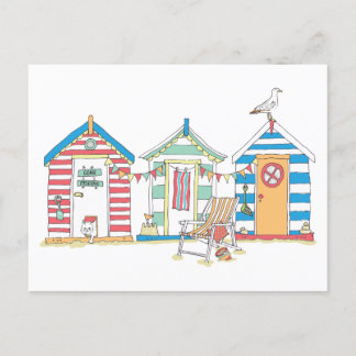 Zomer Beach Huts in de zand illustratie Briefkaart