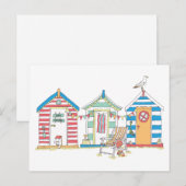 Zomer Beach Huts in de zand illustratie Briefkaart (Voorkant / Achterkant)