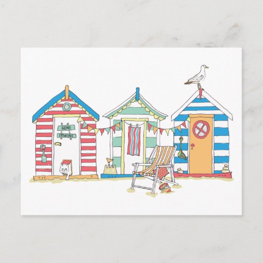 Zomer Beach Huts in de zand illustratie Briefkaart (Voorkant)