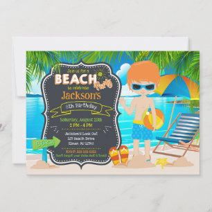 Zomer Beach Party Tropische Jongens Verjaardag Kaart