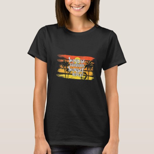 Zomer, Beach, Vacation & Sunrise Zonne T-shirt (Voorkant)