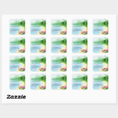 Zomer Beach Zonnebril en Mocktail Bedankt Vierkante Sticker (Vel)