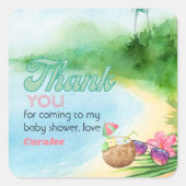 Zomer Beach Zonnebril en Mocktail Bedankt Vierkante Sticker (Voorkant)