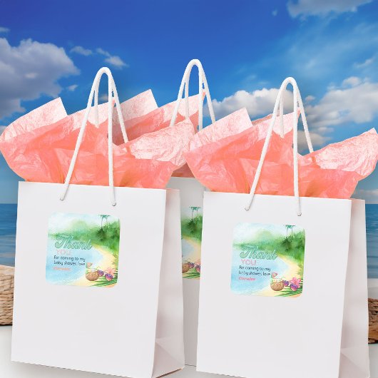 Zomer Beach Zonnebril en Mocktail Bedankt Vierkante Sticker