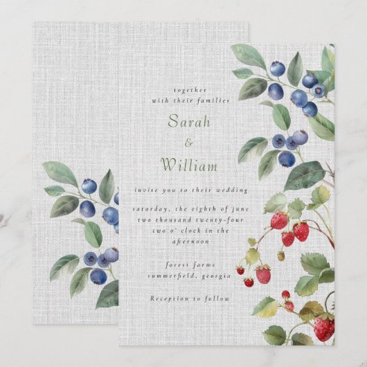 Zomer bessen bruiloft uitnodiging (Voorkant / Achterkant)