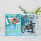 Zomer bier Zwembad Party Foto Verjaardag Kaart (Staand voorkant)