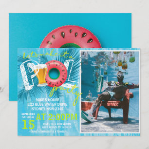 Zomer bier Zwembad Party Foto Verjaardag Kaart