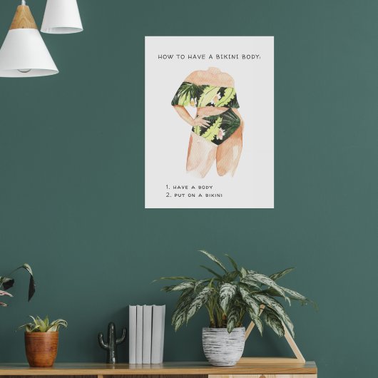 Zomer Bikini Lichaam | Waterverf Illustratie Poster (Woonkamer 1)