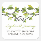 Zomer bladeren geknoopt liefde bomen grillige brui vierkante sticker (Voorkant)