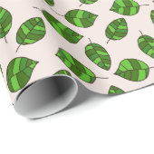 Zomer bladeren groen blad patroon op elke kleur cadeaupapier (Rol Hoek)