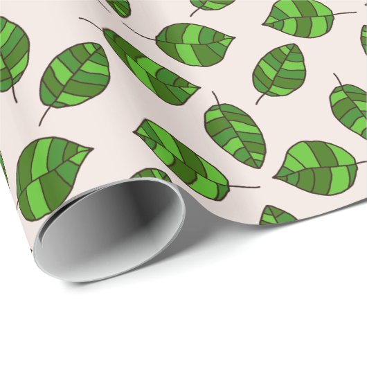 Zomer bladeren groen blad patroon op elke kleur cadeaupapier (Rol Hoek)