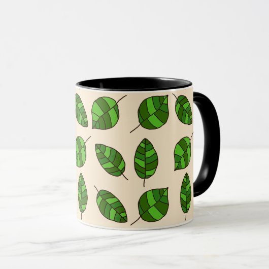 Zomer bladeren groen blad patroon op elke kleur mok (Voorkant rechts)