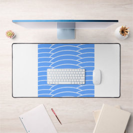 Zomer blauw betegelde Art Deco golven witte strepe Bureaumat