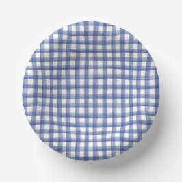 Zomer Blauw Gingham, Geruit 4 juli Papieren Bordje