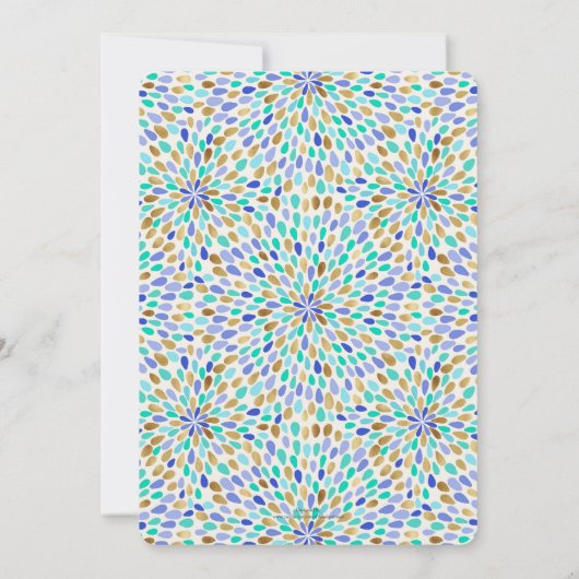 Zomer Blauw Goud Bloem Burst Kaart (Achterkant)