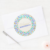Zomer Blauw Goud Bloem Burst Ronde Sticker (Envelop)