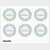 Zomer Blauw Goud Bloem Burst Ronde Sticker (Vel)