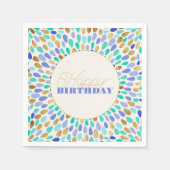 Zomer Blauw Goud Bloem Burst Servet (Voorkant)