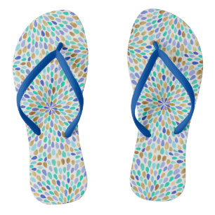 Zomer Blauw Goud Bloem Burst Teenslippers