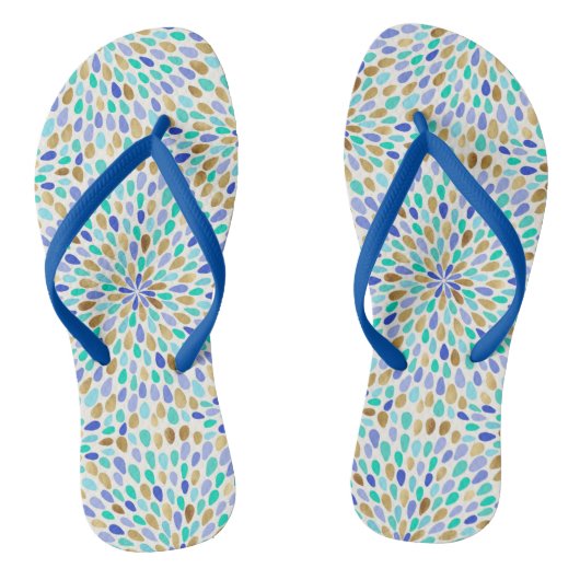 Zomer Blauw Goud Bloem Burst Teenslippers (Voetbed)