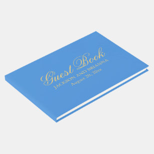 Zomer Blauw & Goud Gepersonaliseerd Bruiloft Gaste Gastenboek