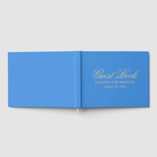 Zomer Blauw & Goud Gepersonaliseerd Bruiloft Gaste Gastenboek (Volledig)