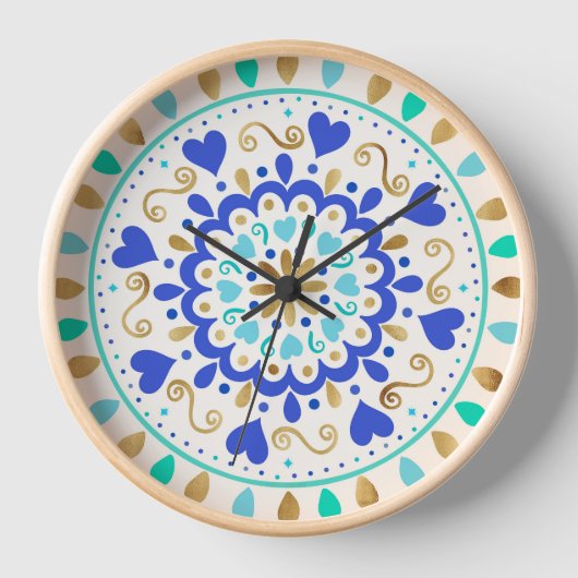 Zomer Blauw Goud Hart Mandala (Voorkant)