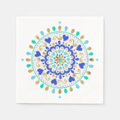Zomer Blauw Goud Hart Mandala Servet (Voorkant)
