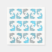 Zomer Blauw Grijs Schattige Dolfijnen Illustraties Servetten (Voorkant)