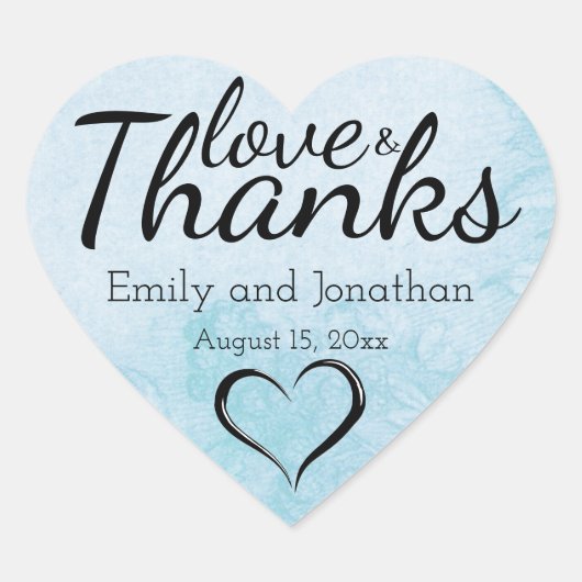 Zomer Blauw Hart Bruiloft Taart Box Stickers Custo (Voorkant)