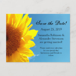 Zomer Blauw Hemel Geel Zonnebloem Save the Date Aankondigingskaart