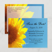 Zomer Blauw Hemel Geel Zonnebloem Save the Date Aankondigingskaart (Voorkant / Achterkant)