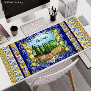 Zomer Blauw Italiaans Majolica Citroen Tegel Bureaumat