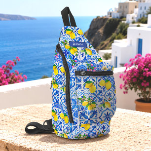Zomer Blauw Majolica Siciliaans Citrus Mediterraan Sling Bag