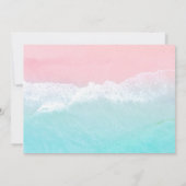 Zomer Blauw, Roze Ocean Beach bruiloft uitnodiging (Achterkant)