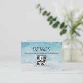 Zomer Blauw Strand Bruiloft QR Code Informatiekaartje (Staand voorkant)