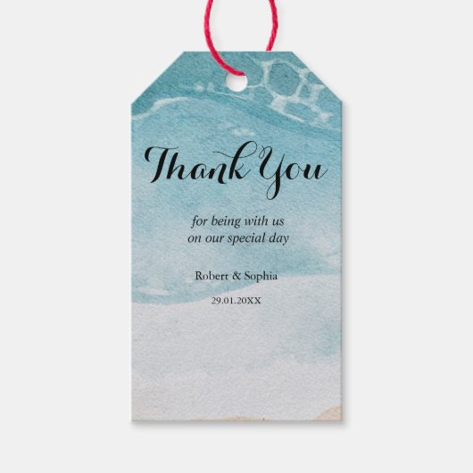 Zomer Blauw Strand Trouwcadeaukaart Cadeaulabel (Voorkant)