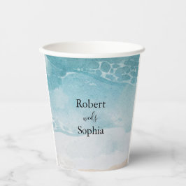 Zomer Blauw Strand Trouwpapier Cup Papieren Bekers