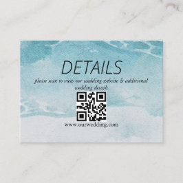 Zomer Blauw Strand Wedding QR Code Informatiekaartje