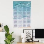 Zomer Blauw Strand Zitplaatsenkaart Poster (Thuiskantoor)