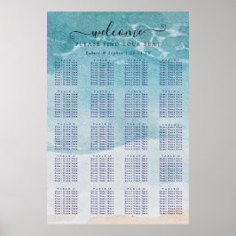 Zomer Blauw Strand Zitplaatsenkaart Poster