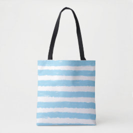 Zomer Blauw Wit Waterverf Stripes Tote Bag