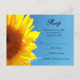 Zomer Blauwe Hemel met Gele Zonnebloem RSVP Antwoo Uitnodiging Briefkaart