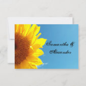 Zomer blauwe lucht met gele zonnebloem RSVP kaartje (Achterkant)