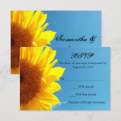 Zomer blauwe lucht met gele zonnebloem RSVP kaartje (Voorkant / Achterkant)