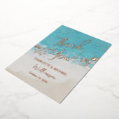 Zomer blauwe oceaan foto overlay bruiloft dank u folie uitnodiging (Gedraaid)