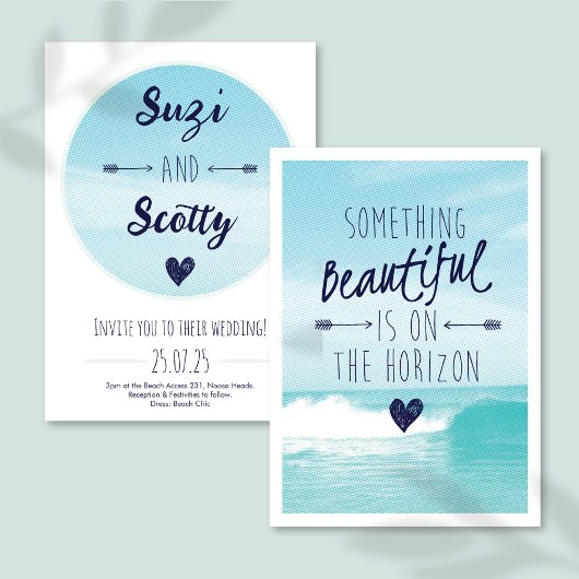 Zomer Blauwe Oceaan Quote Uitnodiging bruiloft