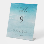 Zomer Blauwe Oceaan Strand Tafel Nummer Teken Reclamebord Met Voetstuk (Voorkant)